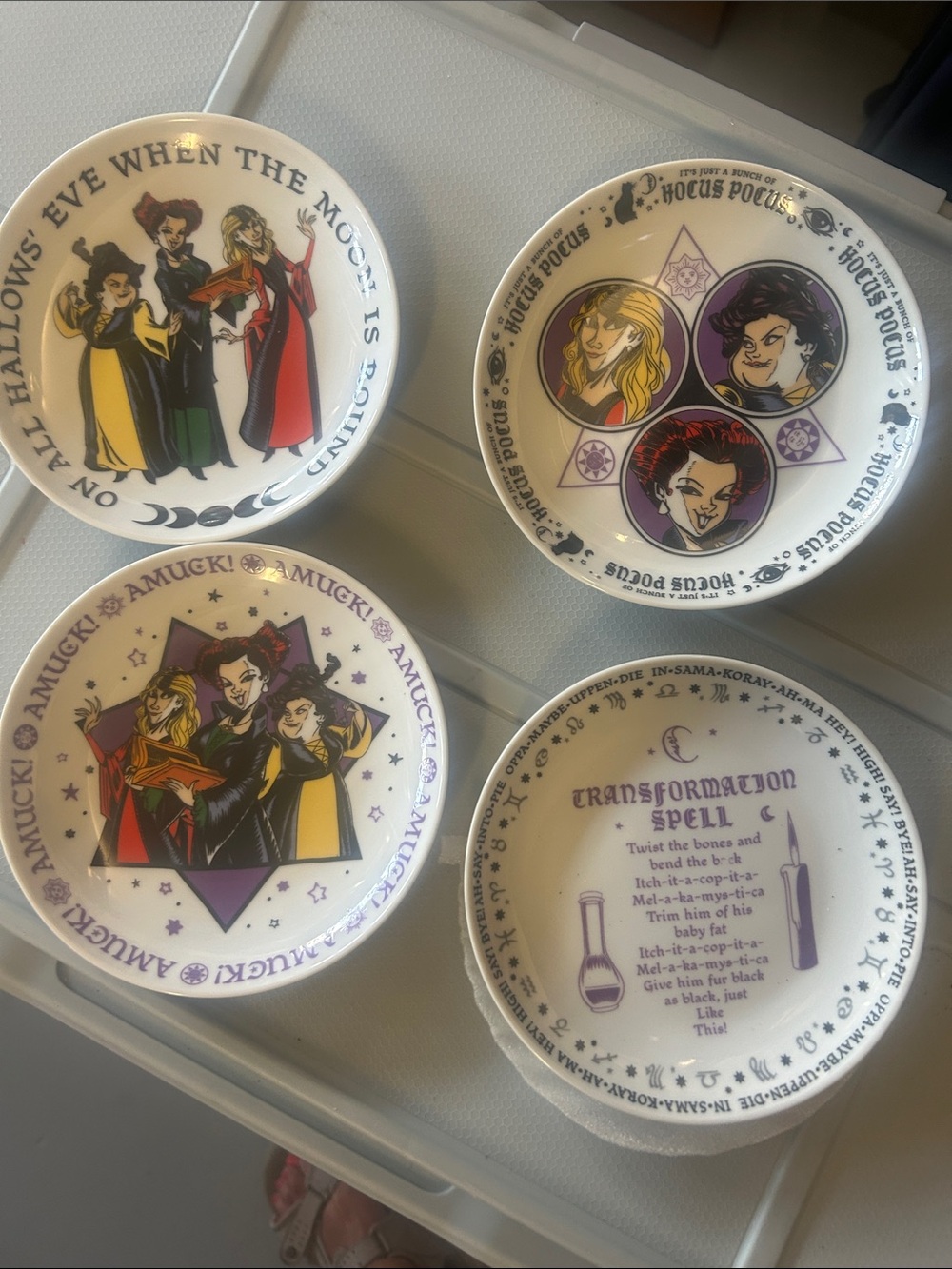 Disney Hocus Pocus Appetizer Plates - White and Purple Accents
